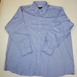 Jos A Bank Traveler Dress Shirt 18 - 35 Traditional Fit Stretch Blue Long Sleeve